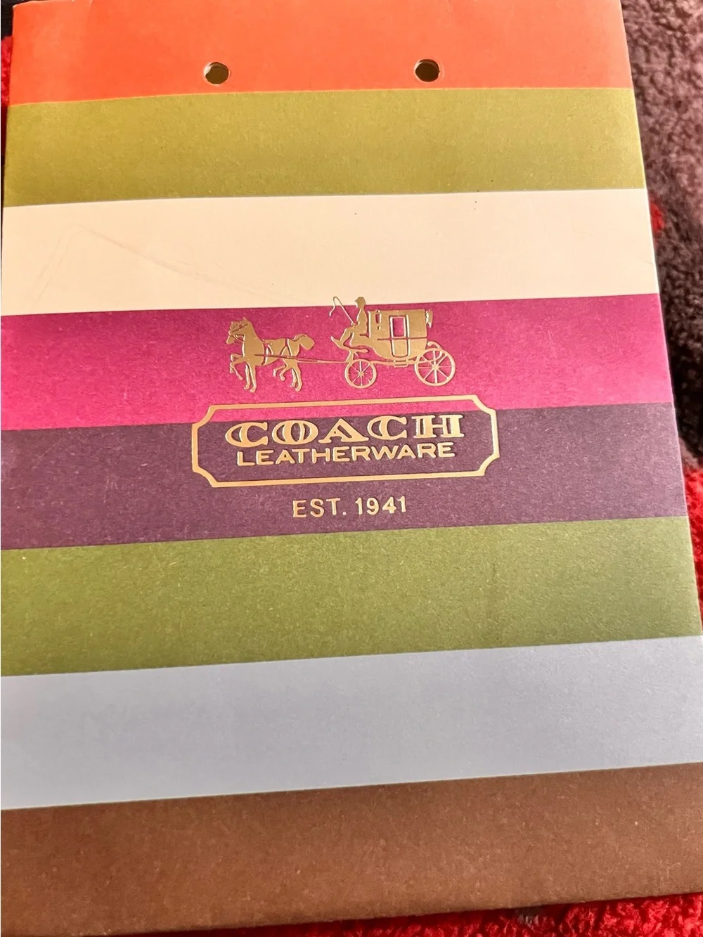 Coach Multicolor Striped Gift Tags with Gold Logo